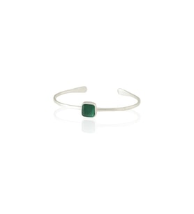 Kadir Jewellery Zirkon Taşlı Ayarlanabilir 925 Ayar Gümüş Kaplama Bilezik (K.Yeşil)