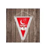 Saadet Partisi ve Necmettin Erbakan Beyaz Saçaklı Üçgen Flama Bayrak Hatıra Flama