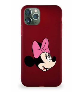 Apple iPhone 11 Pro Soft Premier Kapak Minnie Mouse-A Tasarımlı Silikon Kılıf - Mürdüm (Şeffaf)