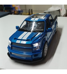 Oyuncak Metal Model  Koleksiyon 1 / 24 Ölçek F 350 Pickup Mavi Kamyon 4x4 Işıklı Sesli
