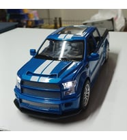 Oyuncak Metal Model  Koleksiyon 1 / 24 Ölçek F 350 Pickup Mavi Kamyon 4x4 Işıklı Sesli