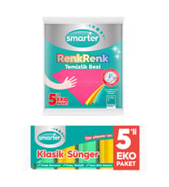 SMARTER KLASİK SÜNGER 5 Lİ+RENKRENK TEMİZLİK BEZİ