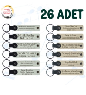 Beyaz & Sütlü Kahve, Doğa Turu Ekibine Özel Anı, 26’lı Set, İsim Yazılabilen Deri Anahtarlık