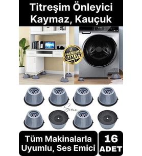 16lı Gürültü Engelleyici Kaymaz Titreşim Önleyici Kauçuk Ayak Ped Çamaşır Makinesi Beyaz Eşya Stoper