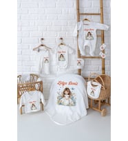 Pia Baby Premium Pamuklu Kız Bebek Hediyesi Doğum Seti 10 Parça İsim Baskılı 5077-01 (Krem)