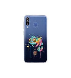 Samsung Galaxy M30 ile Uyumlu Splash Bukalemun Tasarımlı Şeffaf Silikon Kılıf