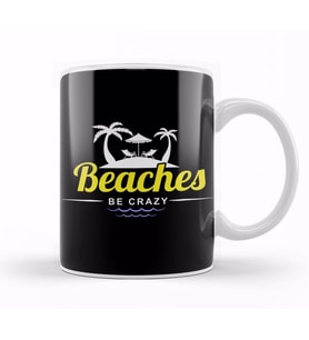 Funny Beaches Be Crazy Pun Beach Vacationing Kupa Bardak Porselen