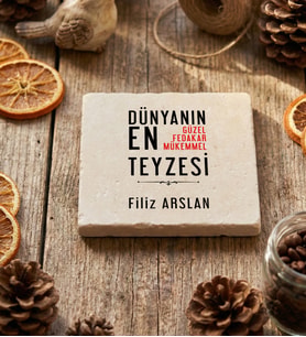 Kişiye Özel Teyzeye Hediye Bardak Altlığı Anneler Günü Hediyesi (Krem)