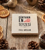 Kişiye Özel Teyzeye Hediye Bardak Altlığı Anneler Günü Hediyesi (Krem)