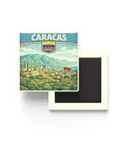 Retro Venezuela Caracas Şehri Temalı Vintage Buzdolap Magneti – 9x9 cm
