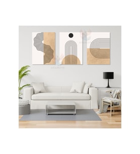 3'lü Set Kanvas Tablo Minimalist Boho Modern Line Art Oturma Odası Duvar Tablosu Kanvas Tablo