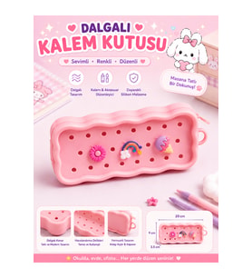 Pembe Kawaii Kalem Kutusu, Geniş Kapasiteli Fermuarlı Organizer