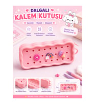 Pembe Kawaii Kalem Kutusu, Geniş Kapasiteli Fermuarlı Organizer