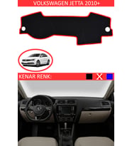 Volkswagen Jetta 2010+ İçin Uygun Torpido Koruma Halısı Siyah Kenar Renk Kırmızı