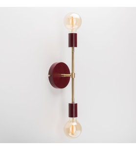 RİOLİGHT RETRO,VİNTAGE,RUSTİK BORDO 2XE27 DUYLU METAL AYNA ÜSTÜ DUVAR APLİK
