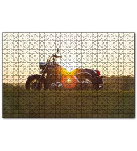 Cakapuzzle Black Cruiser Motorsiklet ve Günbatımı Puzzle Yapboz MDF (Ahşap) (120 Parça)