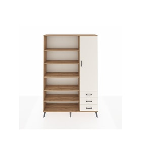 Arges Gardrop 9 Raflı 3 Çekmeceli Tek Kapaklı  132x30x195 Çam-Aytaşı