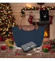 Givenza Yeni Yıla Özel Kişiye Özel Hediyelik Set – Çanta + Cüzdan + Kolye (Lacivert - Taba)