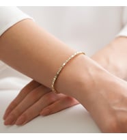 Goldium 14 Ayar Kare Taş Detaylı Bileklik (Sarı)