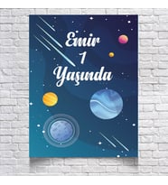 Uzay ve Gezegenler Temalı Doğum Günü Afişi