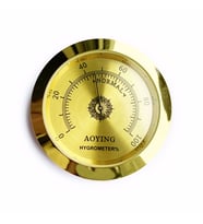 Analog Higrometre Nem Ölçer Humidor Puro Kutusu İçin Metal Çerçeve Sarı 50mm