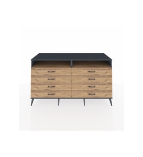 Kronos Konsol 2 Raflı 8 Çekmeceli  176x59x99 Antrasit-Çam