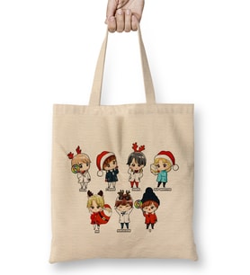 Kpop Bts Chibi Christmas Bez Çanta Uzun Saplı