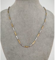 Gri-Altın Renk 4 mm 50 cm Çelik Kolye