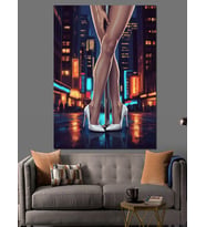 Beyaz Topuklı Ayakkabı Ve Pole Dance Dekoratif Kanvas - Mdf Ahşap Tablo