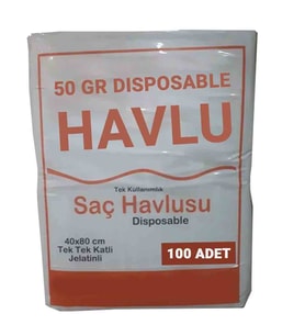 100 Adet Tek Kullanımlık Otel Buklet Sauna Kuaför  Saç Baş Spor Salonu Seyahat Havlusu 50 Gr 40×80