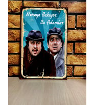 Nereye Bakıyor Bu Adamlar Ahşap Retro Tablo