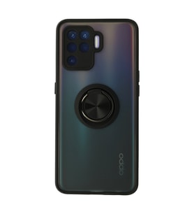 Oppo Reno 5 Lite Kılıf Montreal Yüzüklü Silikon Kapak - Siyah