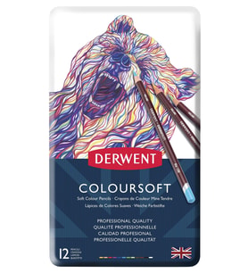 Derwent Coloursoft Serisi Kuru Kalem Seti - 12 Renk Metal Kutulu