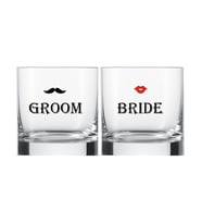 GROOM BRİDE Baskılı İkili Viski Bardağı