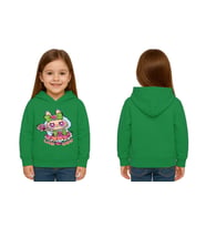 Unisex Baskılı Çocuk Swaetshirt Labubu Baskılı Kapüşonlu 3 İplik Şardonlu (Yeşil)