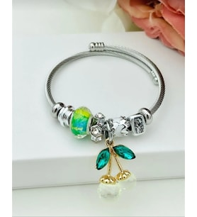 Kiraz Charm Pandora Model Çelik Bileklik