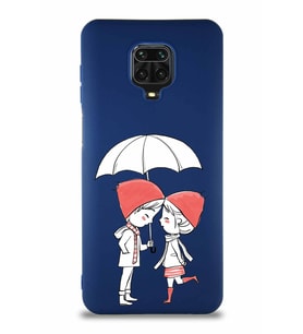 Xiaomi Redmi Note 9S Soft Premier Kapak Aşk Tasarımlı Silikon Kılıf - Lacivert (Şeffaf)