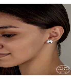 Swarovski Crystal Taşlı Gümüş Çivili Kadın Küpe