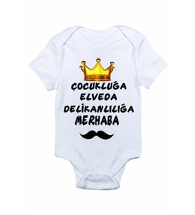 Çocukluğa Elveda Delikanlılığa Merhaba Baskılı Bebek Body Zıbın