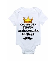 Çocukluğa Elveda Delikanlılığa Merhaba Baskılı Bebek Body Zıbın