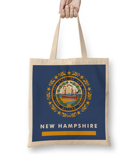 New Hampshire State Flag Bez Çanta Uzun Saplı