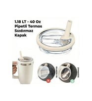Stanley Quencher Uyumlu Termos Kapağı 40 Oz 1.18 LT Uyumlu Pipetli Sızdırmaz Termos Kapak (Krem)