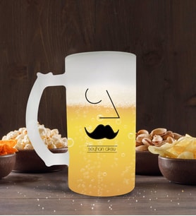 BK Gift Kişiye Özel Picasso Erkek Figür Tasarımlı Buzlu Cam Bira Bardağı 50cl-1 (Beyaz)