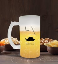 BK Gift Kişiye Özel Picasso Erkek Figür Tasarımlı Buzlu Cam Bira Bardağı 50cl-1 (Beyaz)