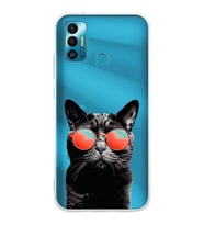 PrintiFy Tecno Spark 7 ile Uyumlu 1mm Slim Fit Kedi 3 050d Baskılı Şeffaf  Kılıf