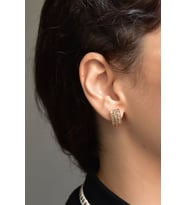 Üç Sıra Taşlı Dikdörtgen Kadın Küpe (Rose)