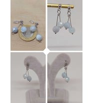 Doğaltaş Silver Çelik Küpe - Akuamarin Taşı Kiraz Serisi (55678)