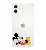 Apple iPhone 12 Mini Uyumlu Kapak Mickey Mouse Tasarımlı Şeffaf Silikon Kılıf