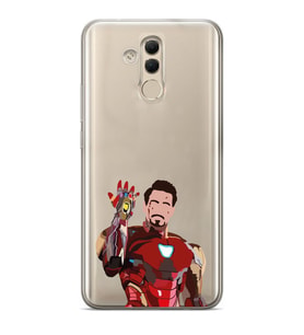 Huawei Mate 20 Lite Uyumlu Iron Man Desenli Şeffaf Telefon Kılıfı