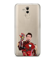 Huawei Mate 20 Lite Uyumlu Iron Man Desenli Şeffaf Telefon Kılıfı